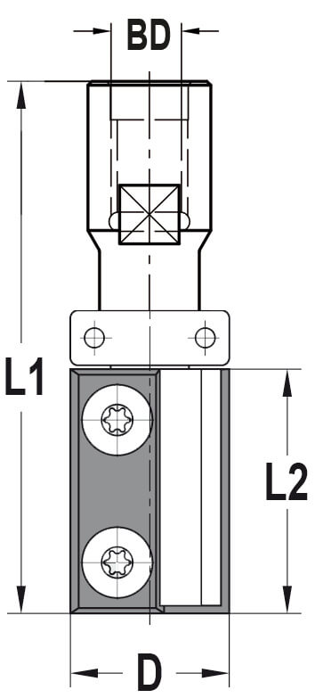 Keermeskantenfrees recht Ø 22 x 30 mm, TL=66 mm, Binnendraad M10, HW