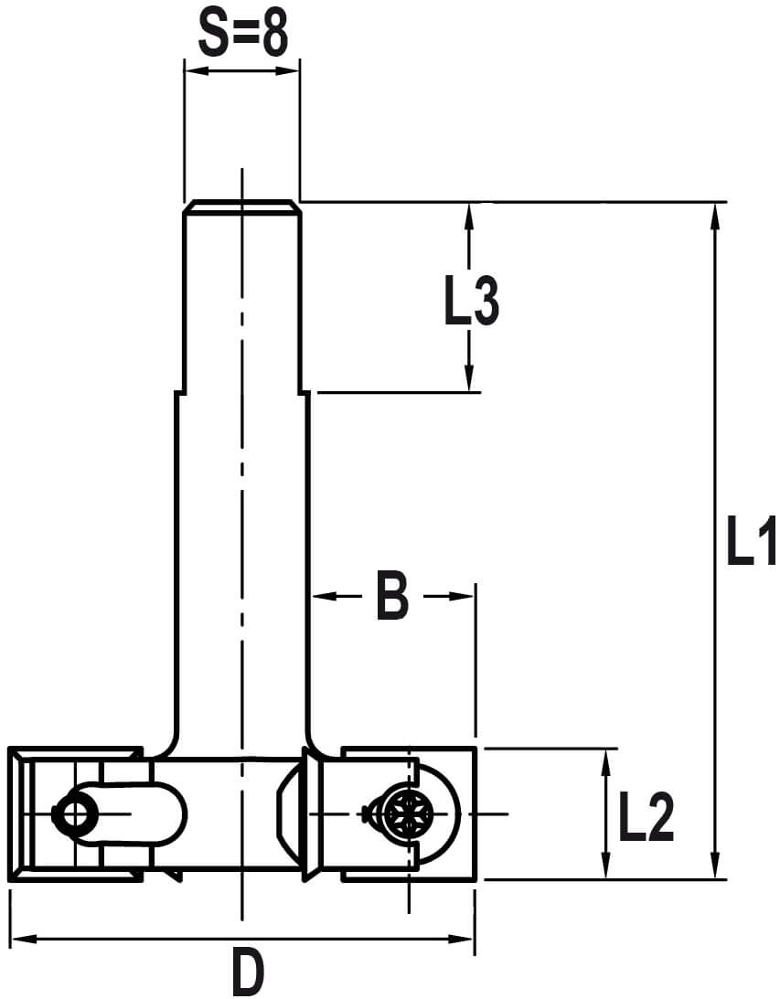 Keermessponningfrees 44x12x62mm B=13 z4, HW - Schacht: 8 mm