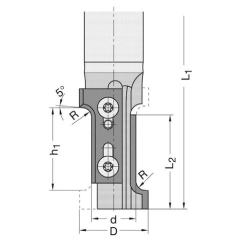 Keermes Afrond- en fasefrees R=3/4/5/6 mm + 45°, S=25 mm, Z=1+1, HW