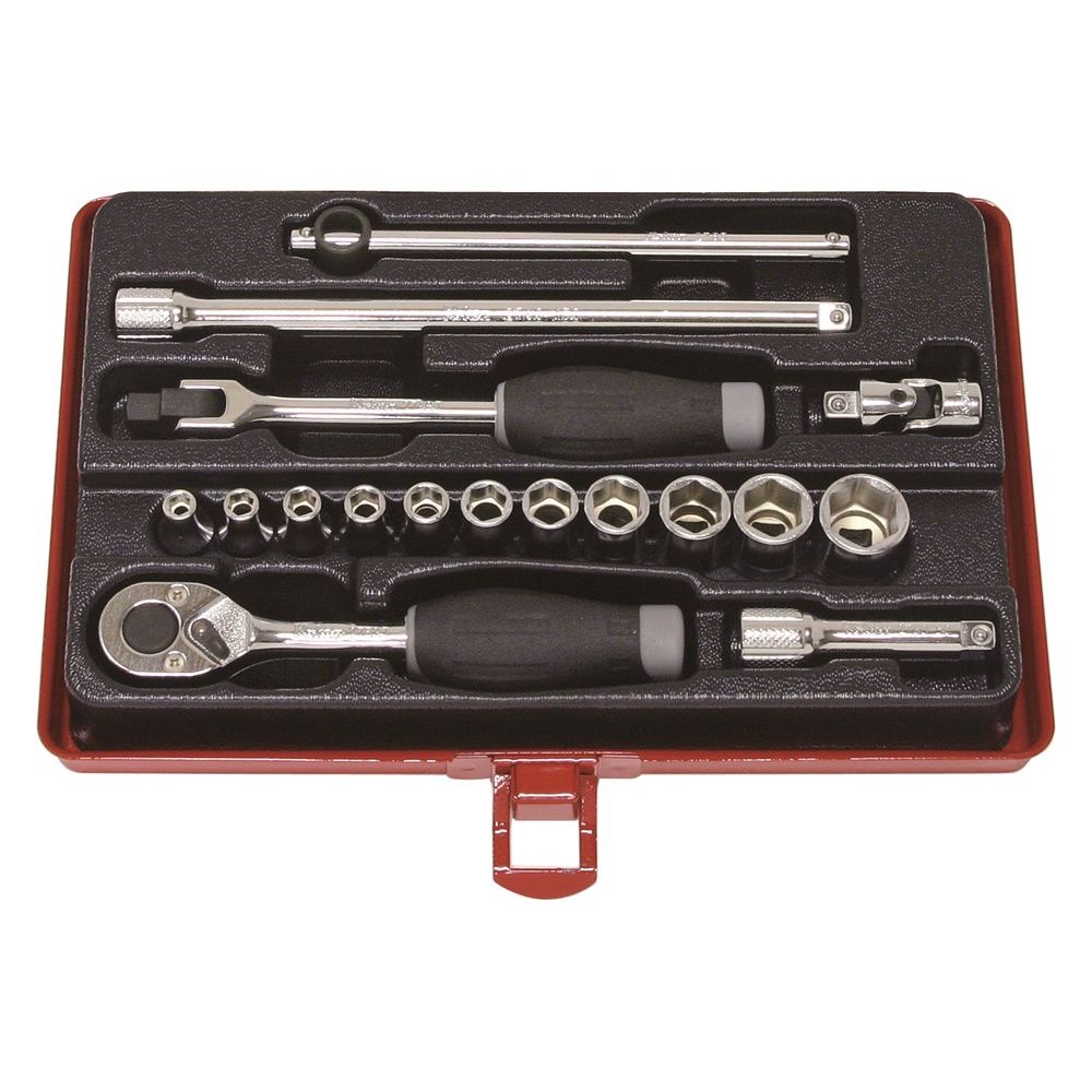 1/4" handdopset in metalen kist 4-13mm-0