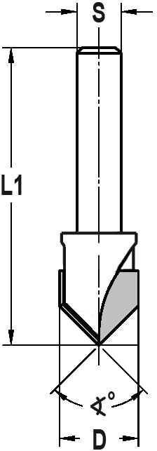 Alucobond V-Groeffrees 135°, D=18 mm, S=8 mm, HW, Z=2