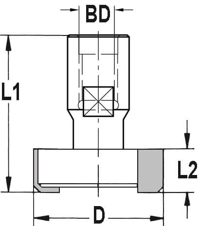 Vlakfrees Ø 30 x 10 mm, TL=40 mm, Binnendraad M10, HW