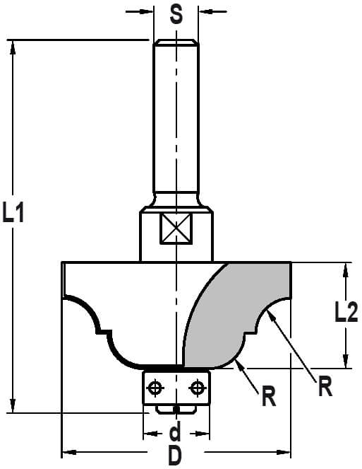Contraprofielfrees R=6,3 - zonder lager, HW - Schacht: 6 mm