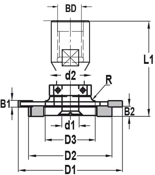 Afdichtingsfreesset met geleidelager, D=50 mm, Binnendraad M12, HW