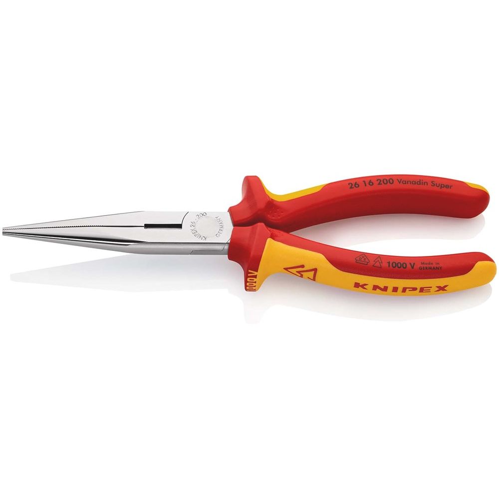 KNIPEX 26 16 200 Platspitse tang met zijsnijder (telefoontang) geïsoleerd met meer-componentengrepen-0