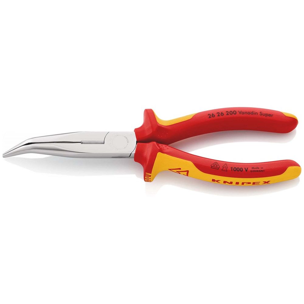 KNIPEX 26 26 200 Platspitse tang met zijsnijder (telefoontang) geïsoleerd met meer-componentengrepen-0