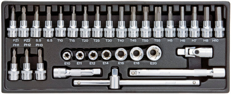 3/8" Bitdop+E-torxset, 32-delig, S-module
