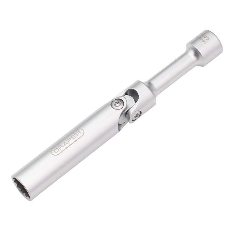 3/8" Bougiedop 14mm, lang (met kniegewricht)
