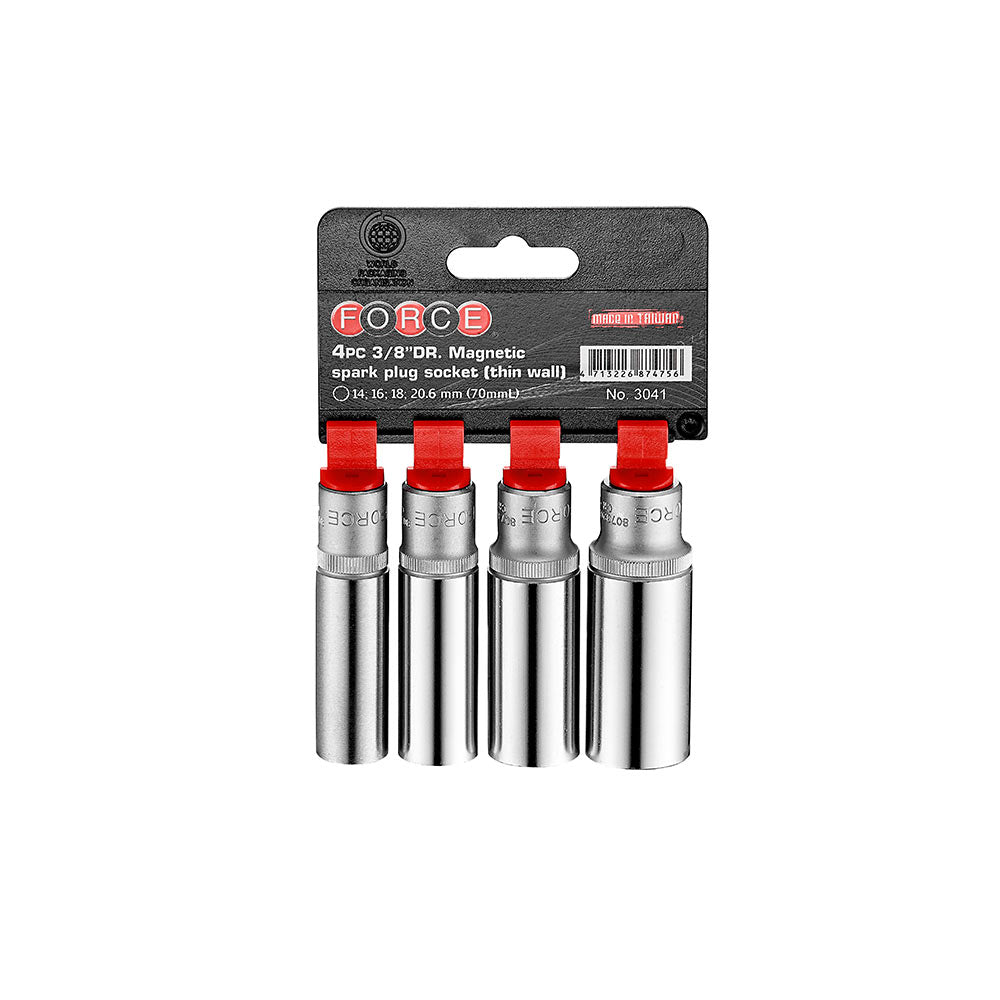 3/8'' Magnetische Bougiedoppenset (dun wandig) 4-delig