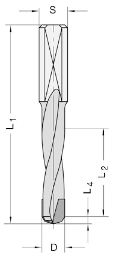 Diamant drevelboor Ø 10 mm, SL=35 mm, TL=70 mm, S=10x30 mm, Z=2, DP