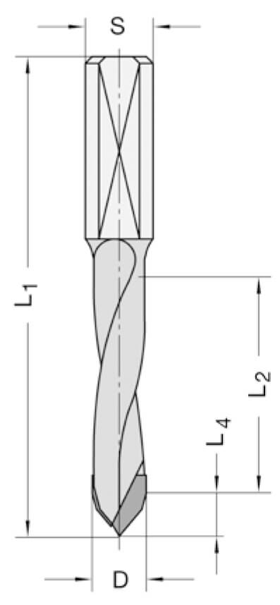 Diamant doorgangsboor Ø 12 mm, SL=35 mm, TL=70 mm, S=10x26 mm, Z=2, DP links