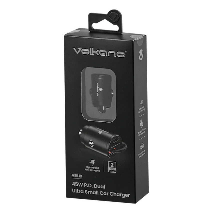 Volkano Veilix USB-autolader – 45 W – USB-A + USB-C – Zwart
