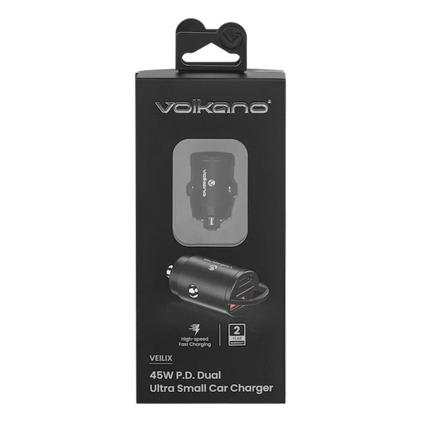 Volkano Veilix USB-autolader – 45 W – USB-A + USB-C – Zwart