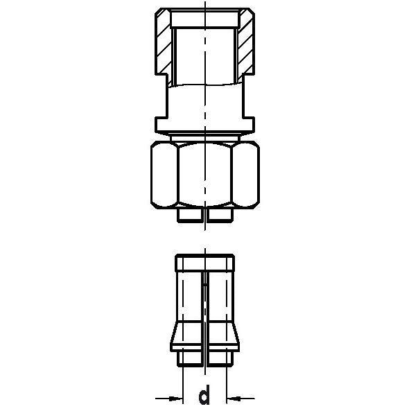 Spantang 3-delig compleet voor S=6 naar Binnendraad M10