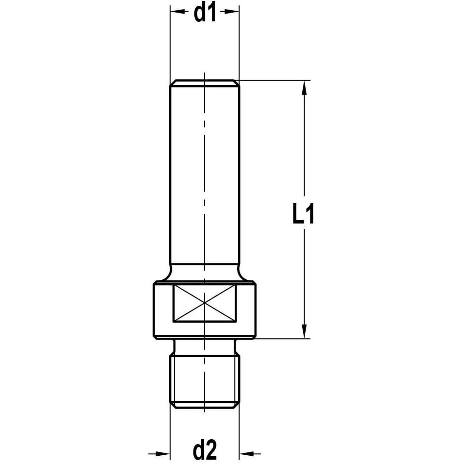 Reduceerstuk voor Binnendraad M12 naar Schacht 8 mm, L1=45 mm