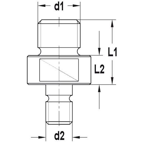 Reduceerstuk voor Binnendraad M12 naar Buitendraad M16, L1=22 mm