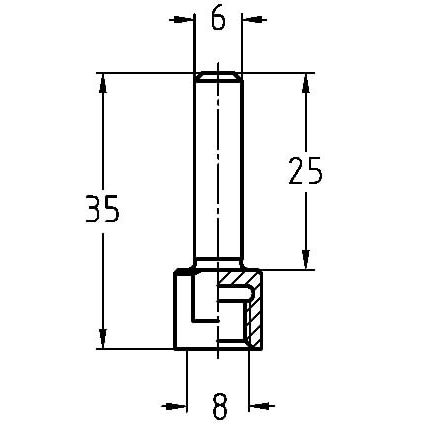 Wisselschacht 6 mm, L1=35 mm