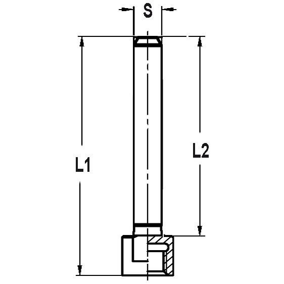 Wisselschacht 6,35 mm, L1=35 mm