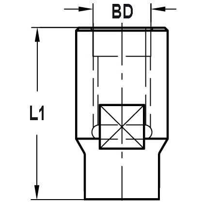 Wisselschacht Binnendraad M12, L1=30 mm