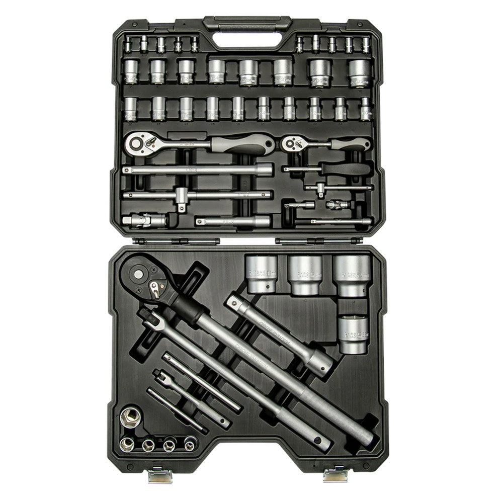 1/4" - 1/2" - 3/4" zeskant doppenset met toebehoren, 4 - 46 mm, 3/16" - 1"-0