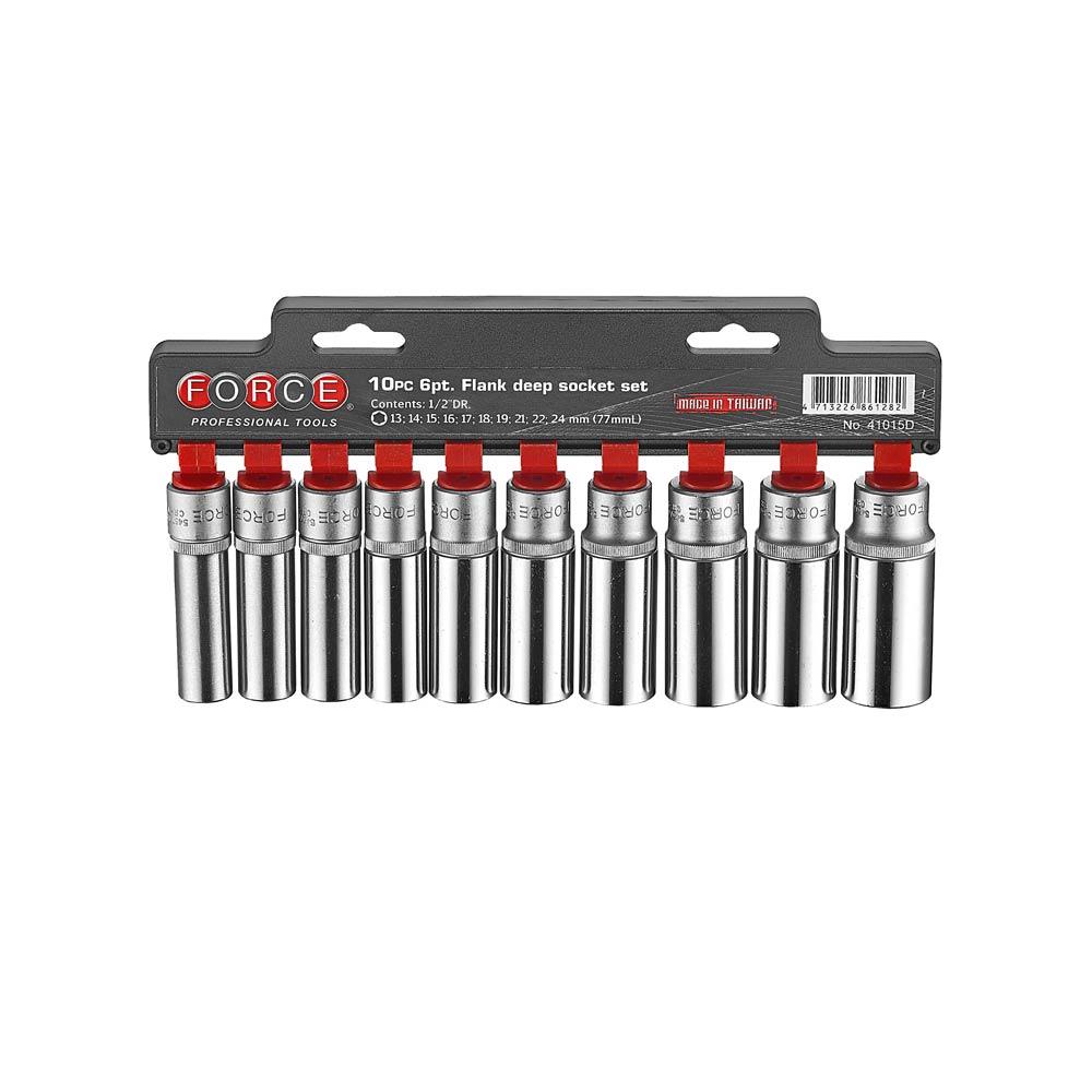 10-delige 1/2" aansluiting 12-kant flank lange dop