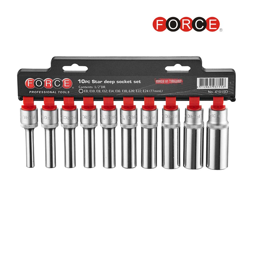 1/2" Doppenset Torx 10 delig lang