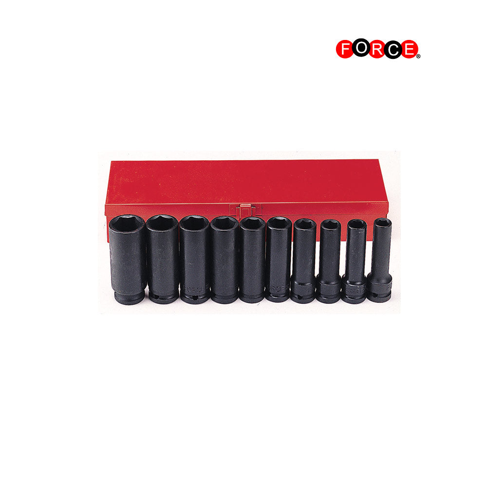 10-delige 1/2" 12pt. Slagmoersleutelset met lange doppen