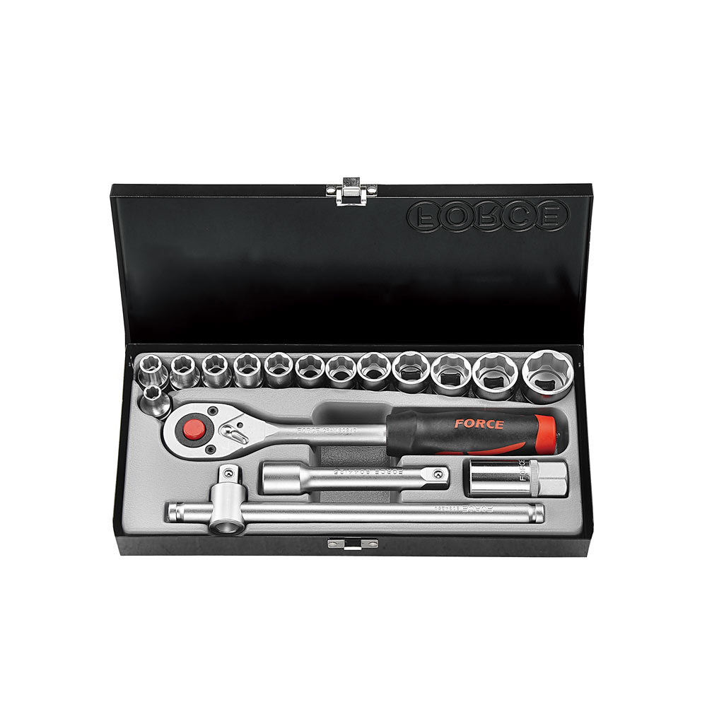 17pc 1/2" 6pt. Flank socket set (SAE)