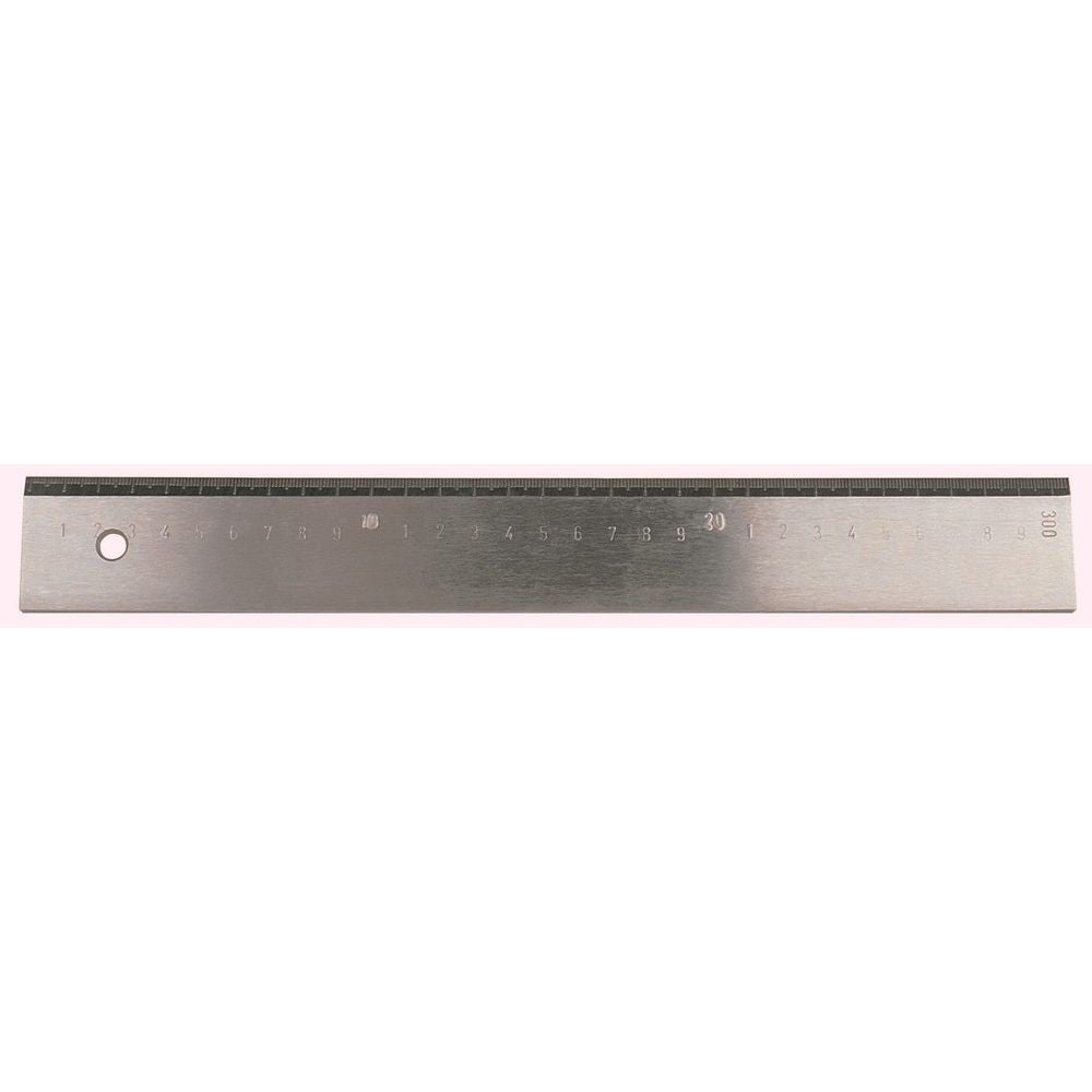 Werkplaatsliniaal 3000x50x8mm met facet en maatverdeling, verzinkt en gepolijst-0