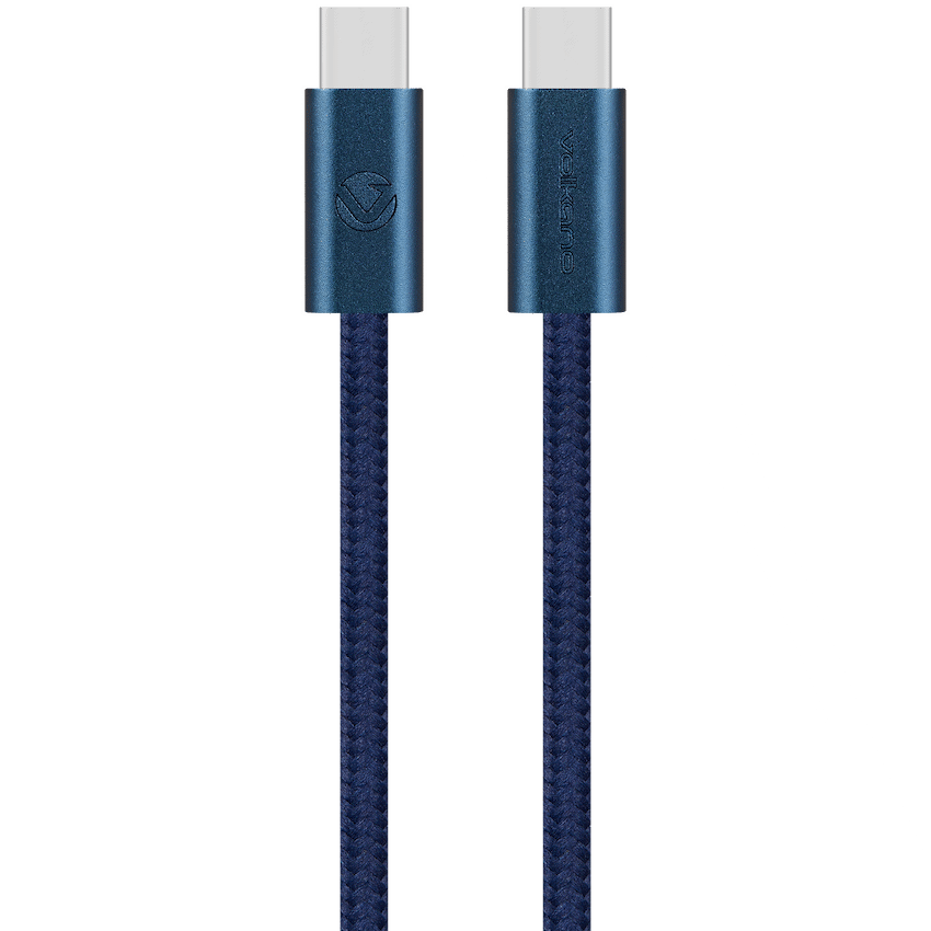 Volkano Weave Oplaadkabel – USB-C → USB-C – 1.2 m – Blauw
