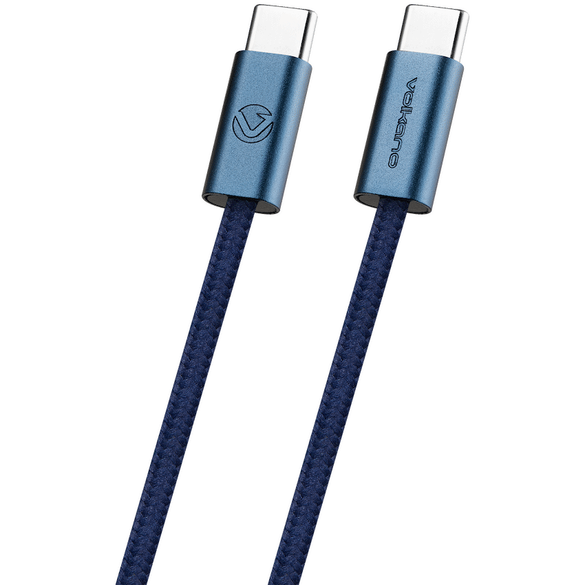 Volkano Weave Oplaadkabel – USB-C → USB-C – 1.2 m – Blauw