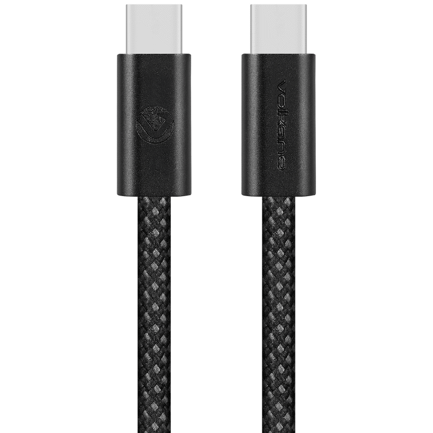 Volkano Weave Oplaadkabel – USB-C → USB-C – 1.2 m – Zwart