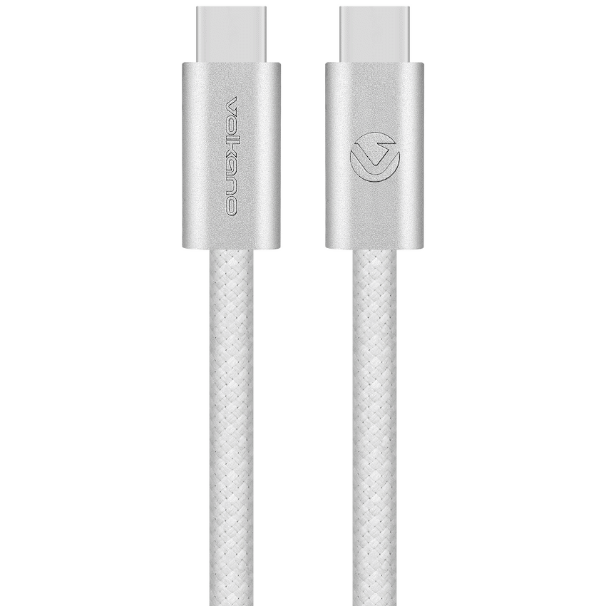 Volkano Weave Oplaadkabel – USB-C → USB-C – 1.2 m – Wit