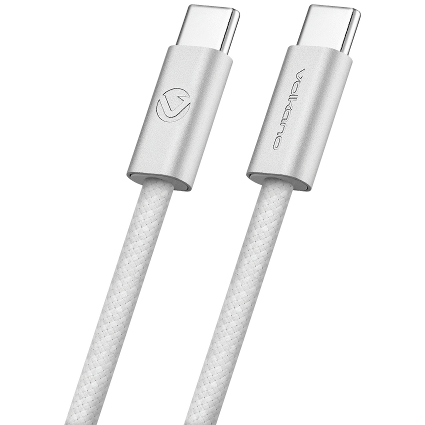 Volkano Weave Oplaadkabel – USB-C → USB-C – 1.2 m – Wit
