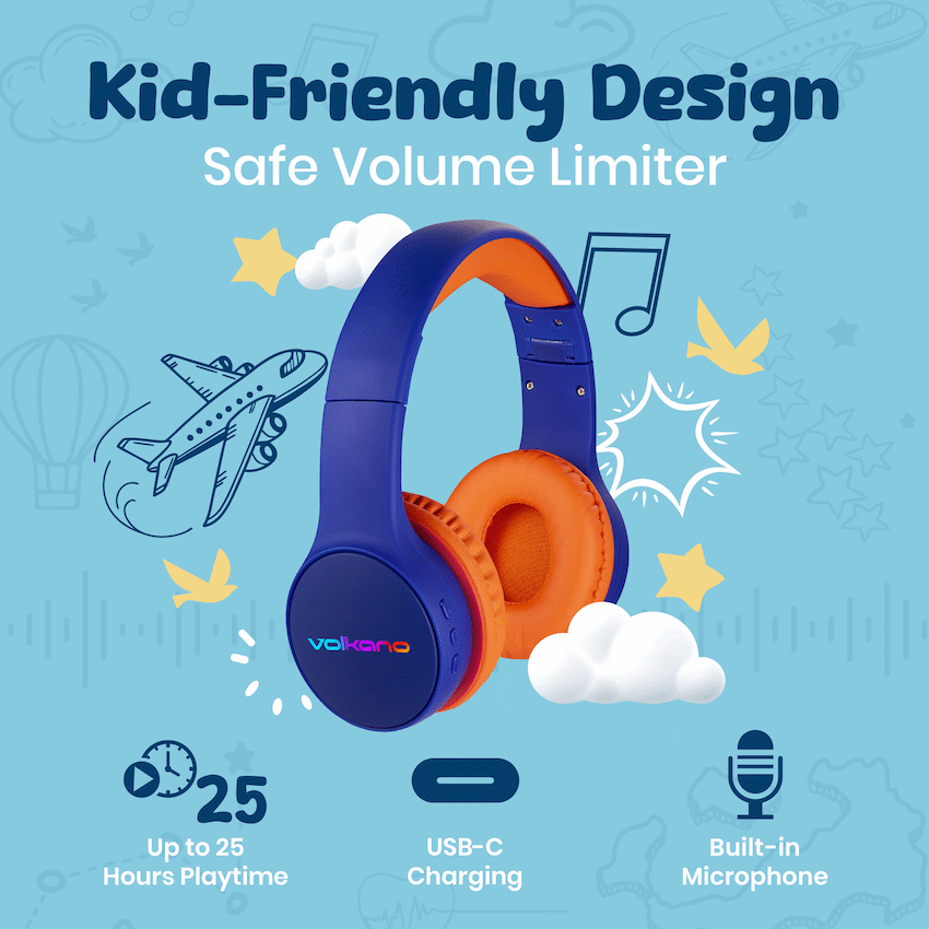 Volkano Kids Atlas Draadloze koptelefoon – Blauw