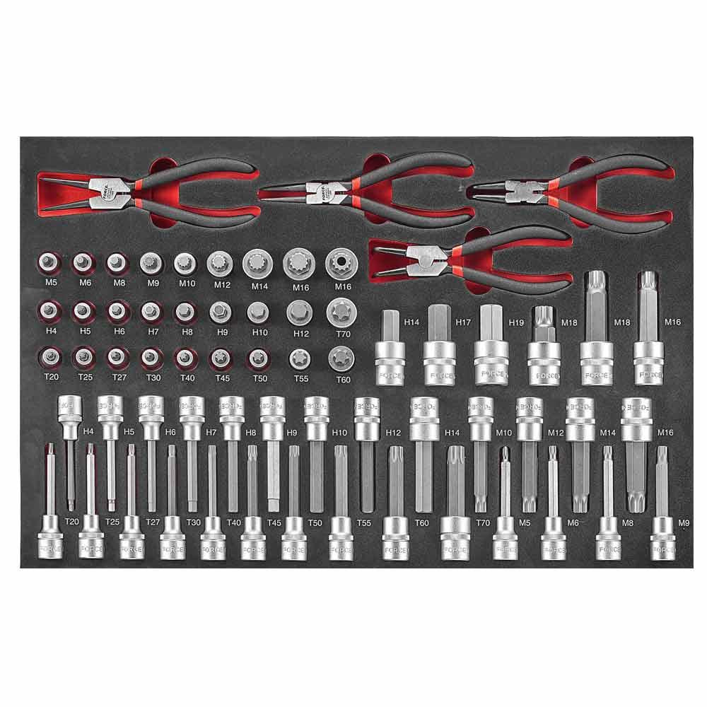 64-delige 1/2" Bitdoppen en Borgringtangen Set (EVA)