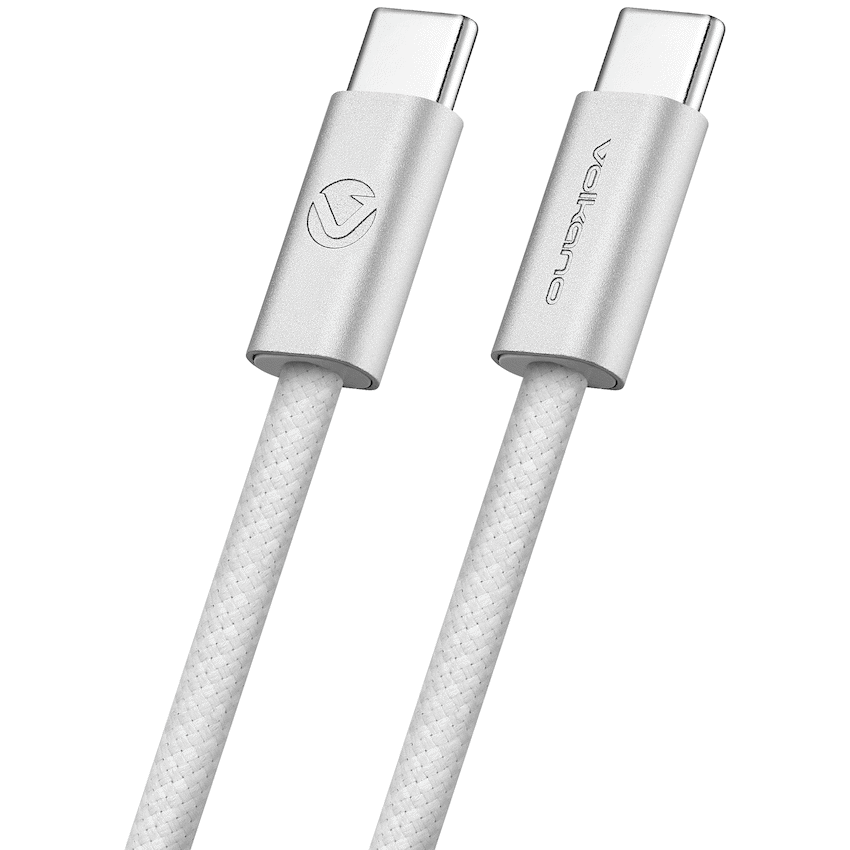 Volkano Weave Oplaadkabel – USB-C → USB-C – 1.2 m – Wit