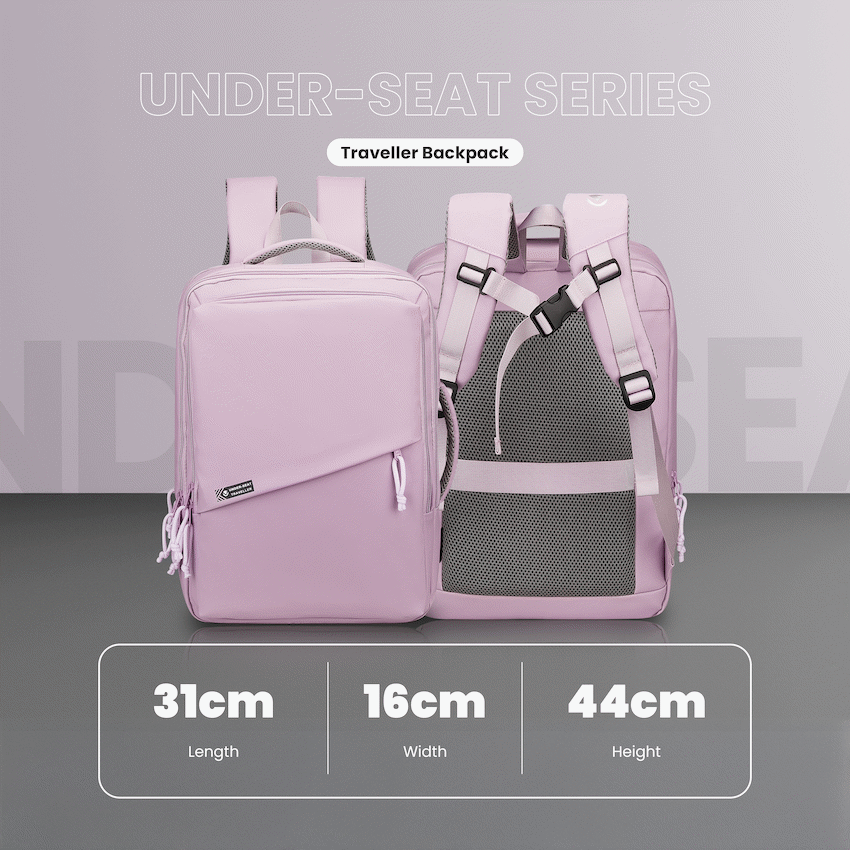 Volkano Traveller Underseat-rugzak – Pastelroze