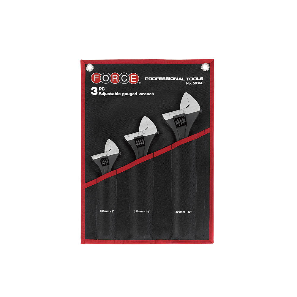 3pc Adjustable wrench set (in cloth bag)