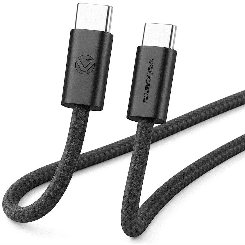 Volkano Weave Oplaadkabel – USB-C → USB-C – 1.2 m – Zwart
