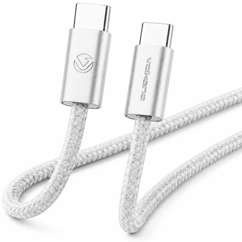 Volkano Weave Oplaadkabel – USB-C → USB-C – 1.2 m – Wit