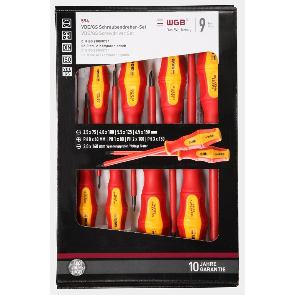 VDE schroevendraaier set, DIN ISO 238680, DIN ISO 8764, 9-dlg-2