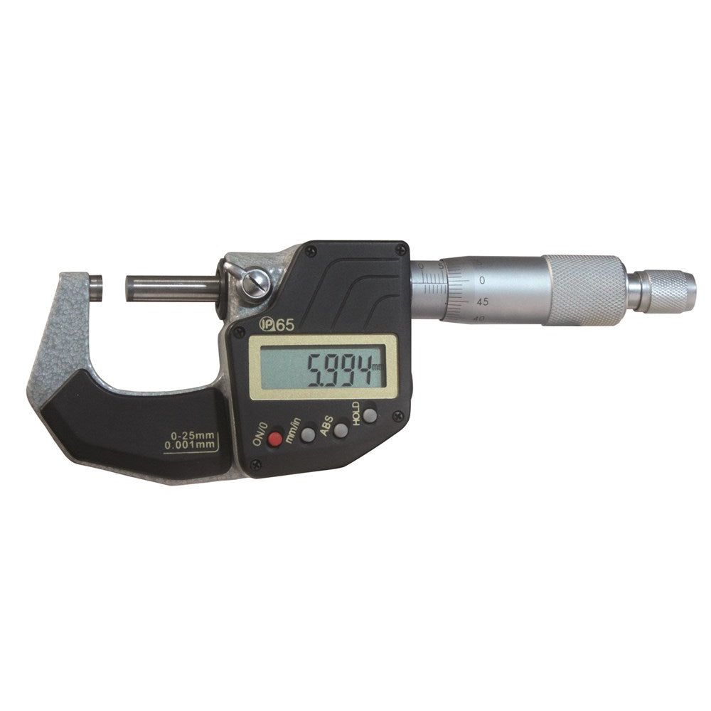 Digitale micrometer 0-25mm HM, IP 65, ABS/INC/SET/HOLD-0
