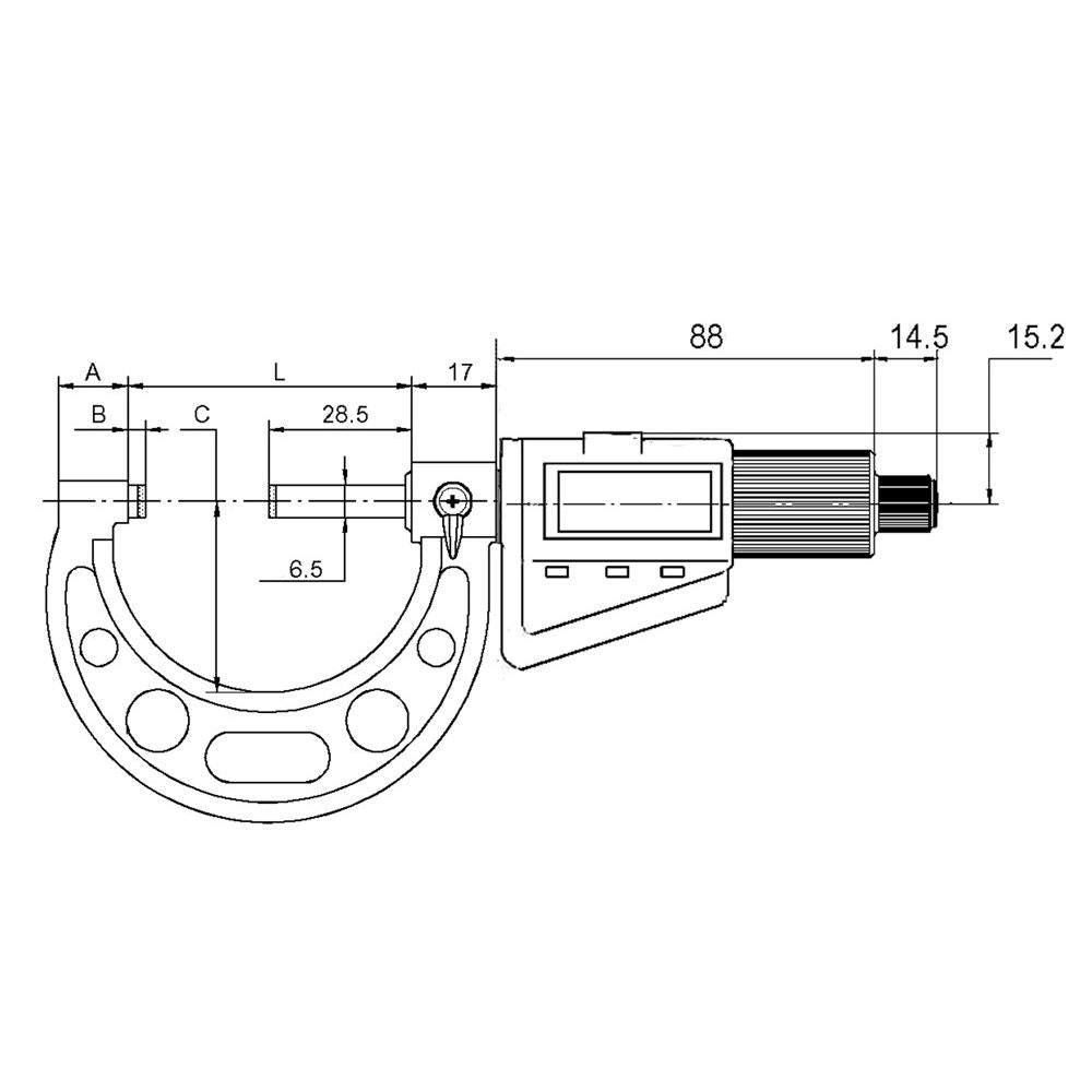 Digitale micrometer 0-100mm 3delige/set RB6, met ratelkoppeling-2