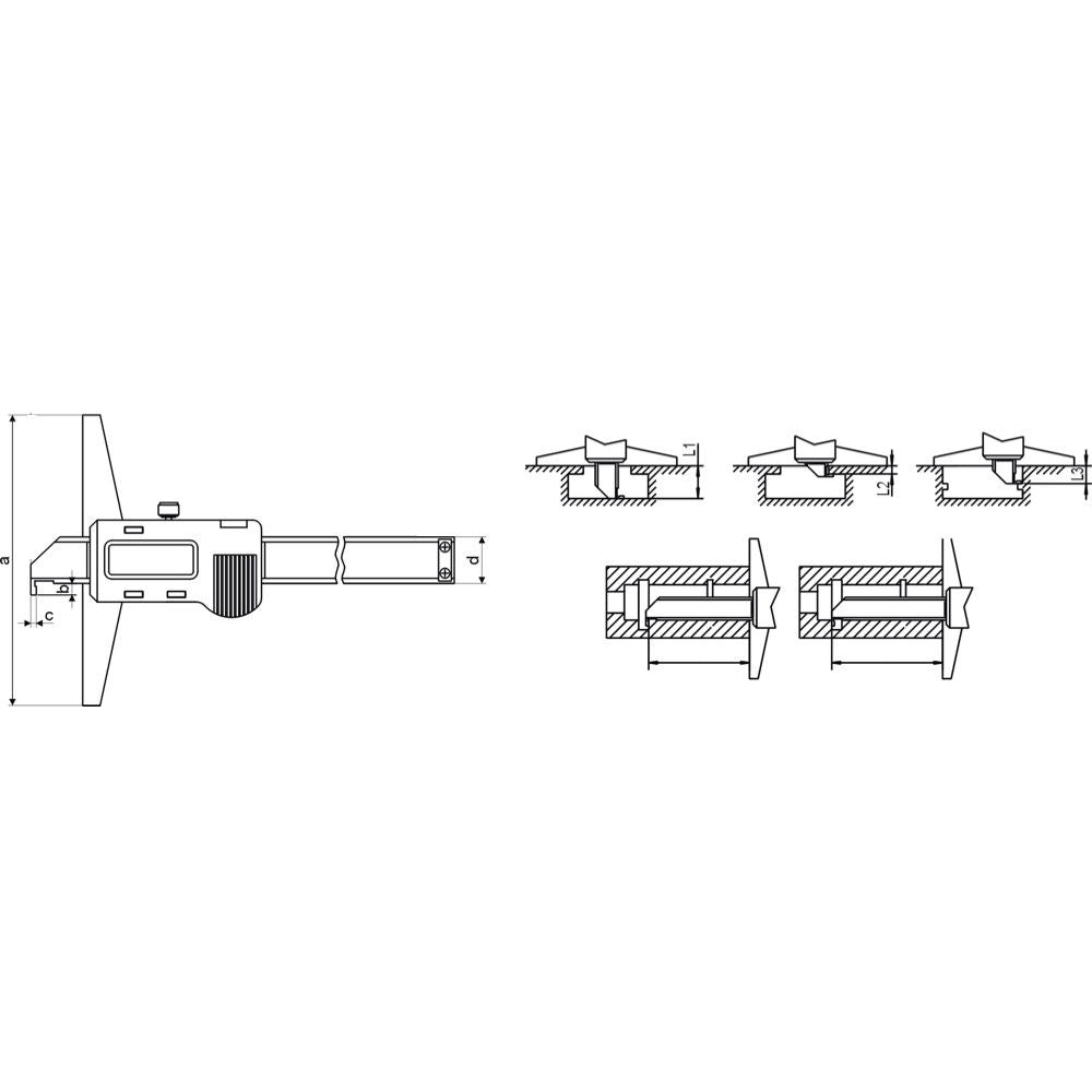 Digitale diepteschuifmaat 300x100mm met haken-2
