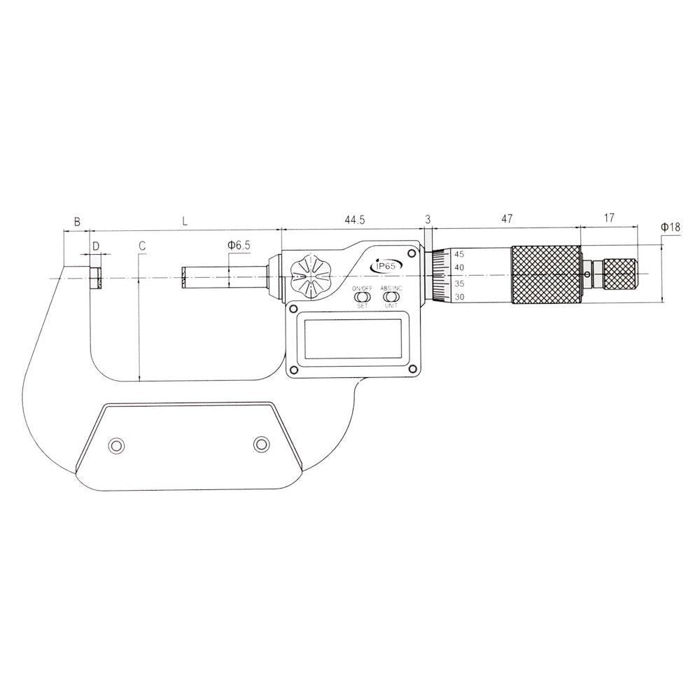 Digitale micrometer 75-100mm IP65 ABS functie, Stg. 2,0mm-2