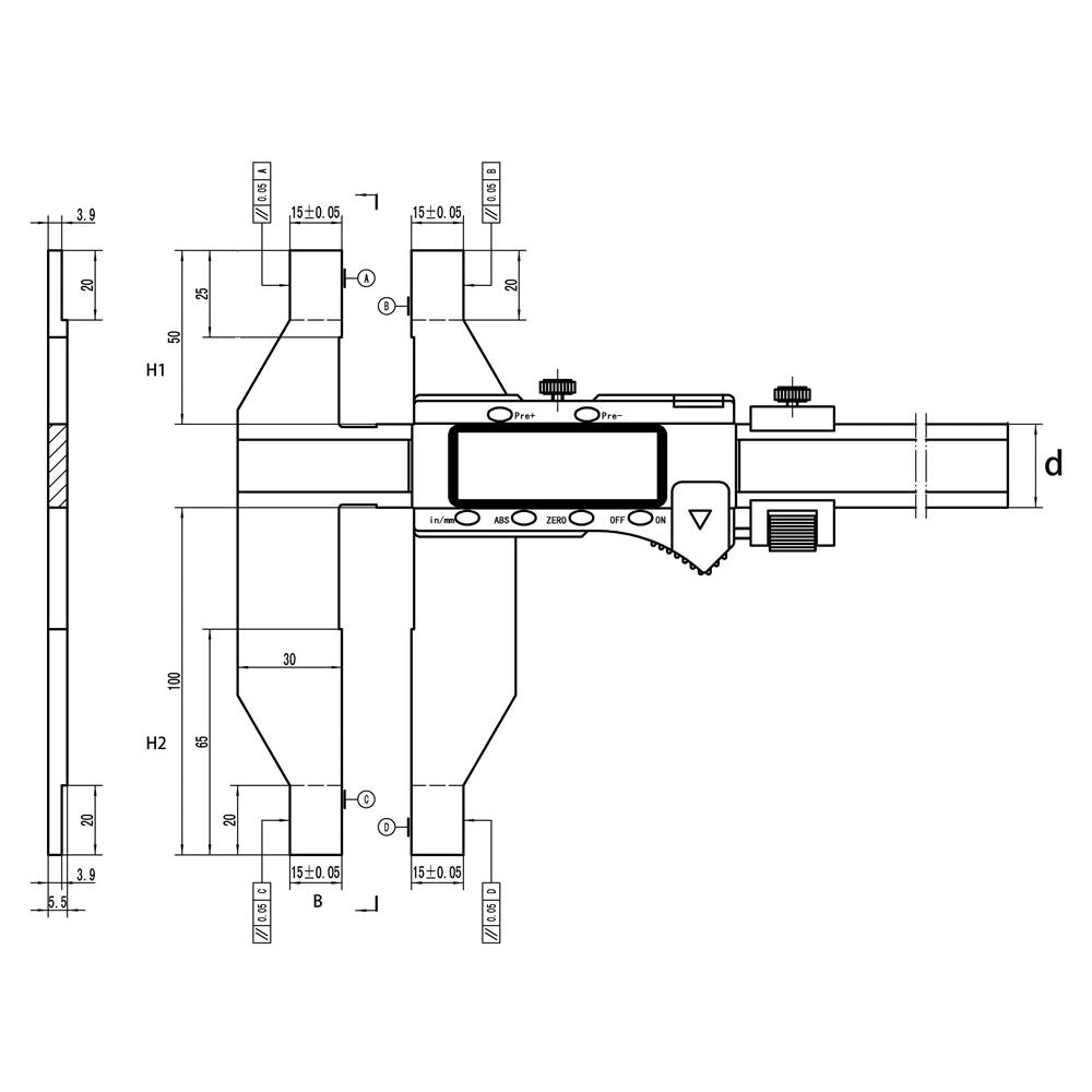 Digitale schuifmaat 0-1000mm zonder inserts, kunststof behuizing-2