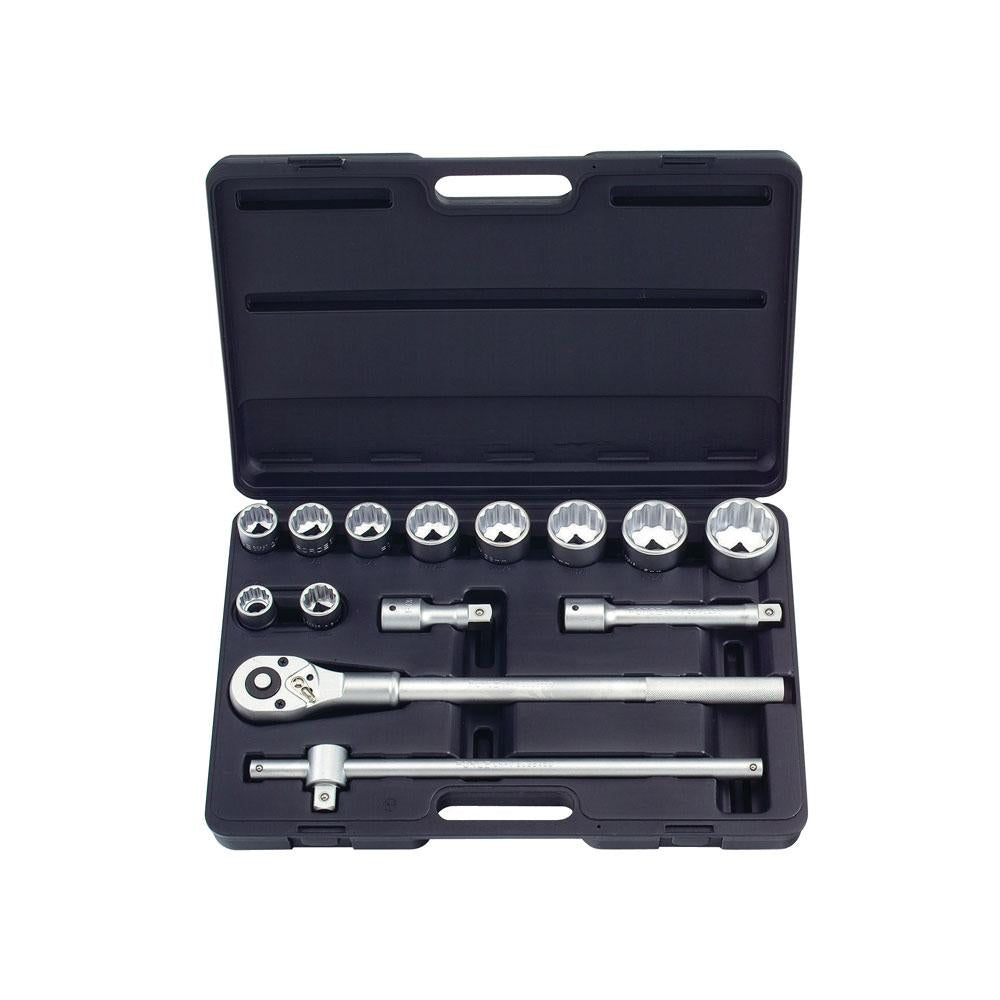 14pc 3/4" 12pt. Flank socket set (MM) - blow mold case