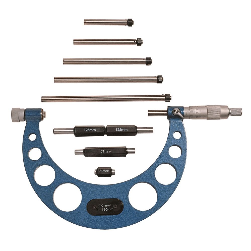 Precisie micrometer 0,5mm 100-200mm met 4 verwiss. meetstift. 100/125/150/175mm-0