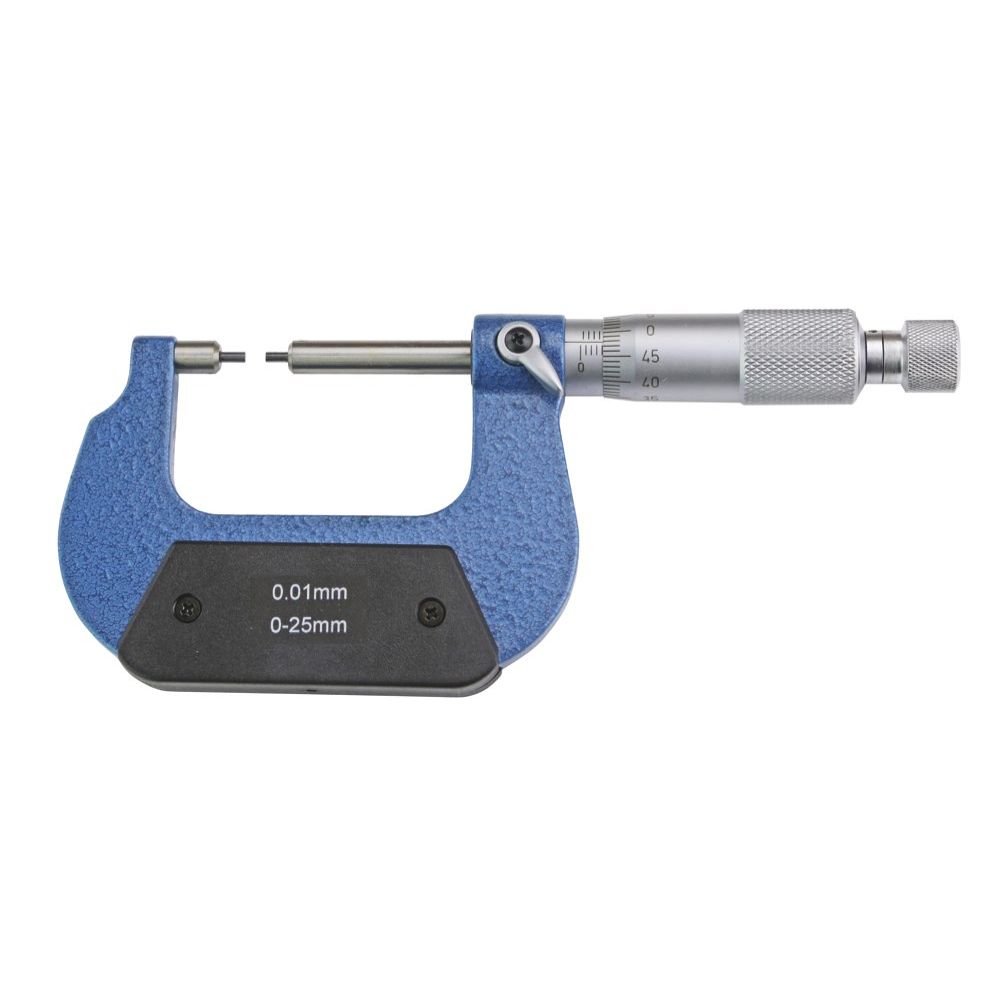 Micrometer 0-25mm met getrapt meetvlak dia. 2x5mm, aflezing 0,005mm-0